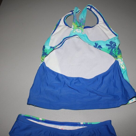 Blue Hawiian 2 Pcs Justice Tankini Swimsuit Size 16 - Picture 6 of 10